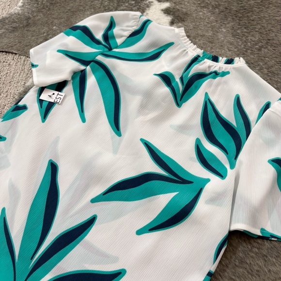 NWT Nine West Tie Front Ruffle Neck Blouse - Picture 6 of 11